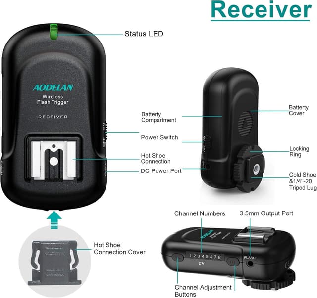 Thumbnail 5 de AODELAN Kabelloser Blitzauslöser-Set 200 m Reichweite