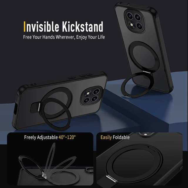 Detalle de XTCASE Coque pour Xiaomi Redmi Note 14 Pro 5G / Poco X7 5G avec MagSafe magnétique et support invisible, noir