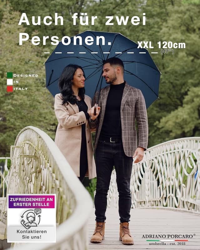 Detalle de ADRIANO PORCARO Regenschirm 120 cm XXL sturmfest