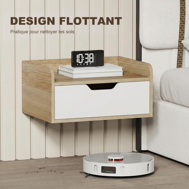 Detalle 2 de HOMCOM Lot de 2 Tables de Chevet murales 40x30 cm