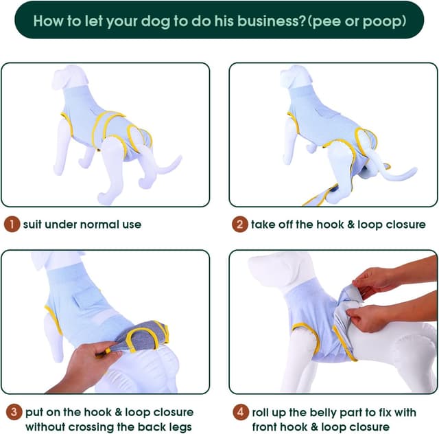 Detalle de Kuoser Recovery Suit for Dogs & Cats After Surgery — E-Collar/Cone Alternative Dog Onesie for Abdominal Wounds