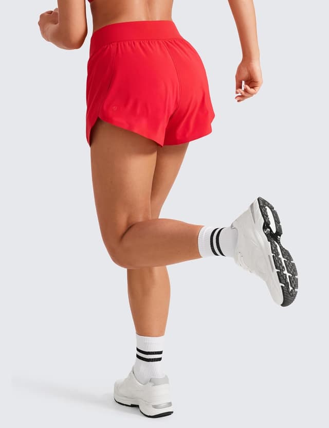 Detalle de CRZ YOGA Women’s High Waist Running Shorts with 3'' mesh liner and high split