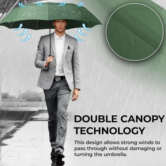 Detalle 2 de Wilford & Sons Umbrella Windproof Compact – double-canopy auto open/close travel brolly
