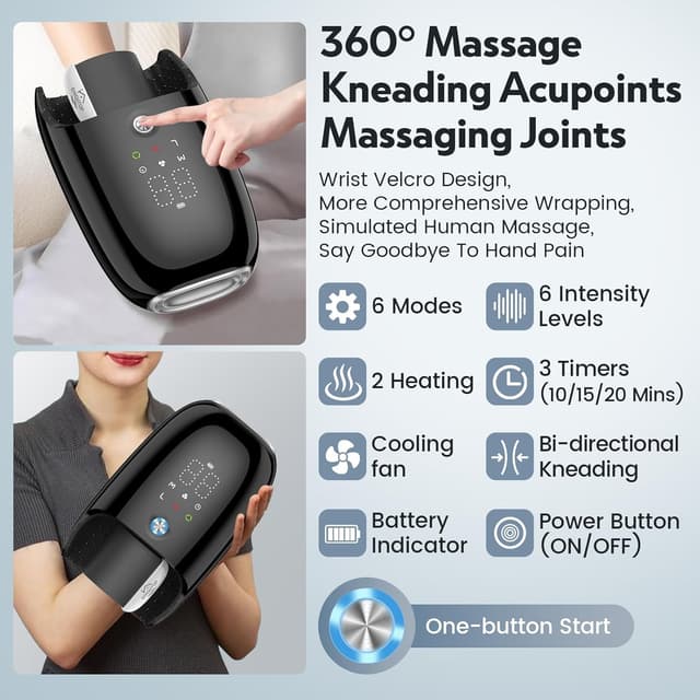 Thumbnail 6 de Hand Massager with Kneading Rollers, 6 Modes ⚙