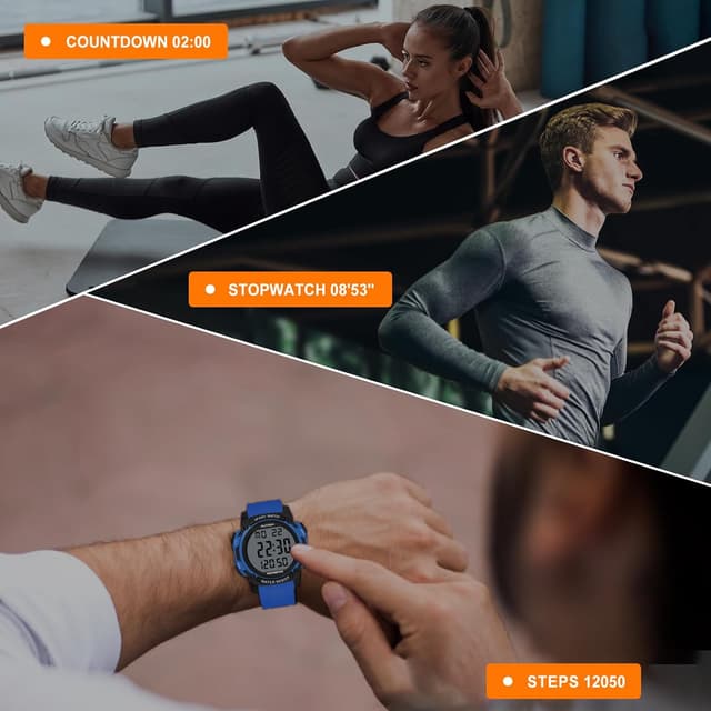 Detalle de AVTREK Waterproof Pedometer Watch Step Counter (LCD large numbers, no app/Bluetooth required)