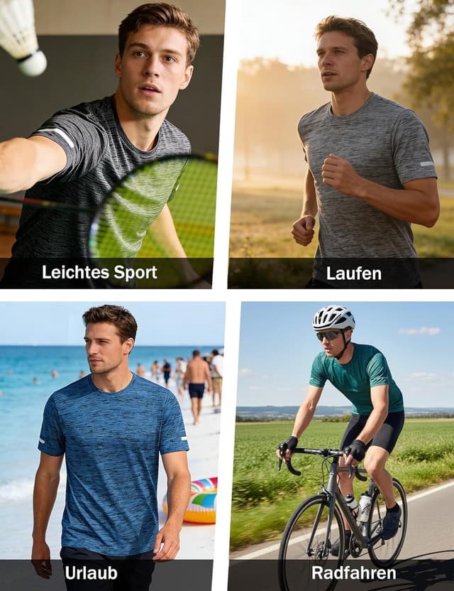 Detalle de MAGCOMSEN Herren Sportshirt Kurzarm – schnelltrocknendes Lauf- und Funktionsshirt aus Polyester