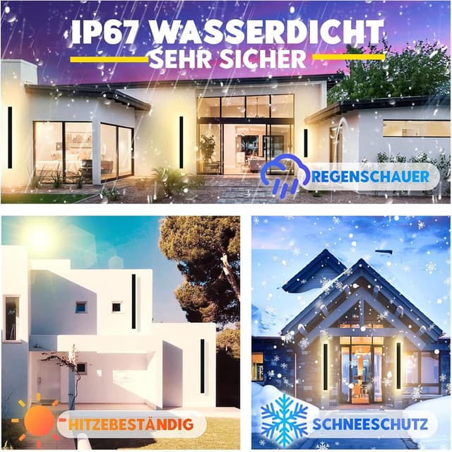 Detalle de LED Wandleuchte für Außen/Innen 125×5 cm, anthrazit, IP67 – Lang-Wandlampe mit warmem Licht