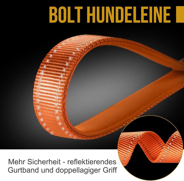Detalle 2 de OneTigris Bolt Kurzführer Hund 30 cm – reflektierende Kurzleine mit Tiger-Zahn Metallclip und weicher Polsterung (Orange)