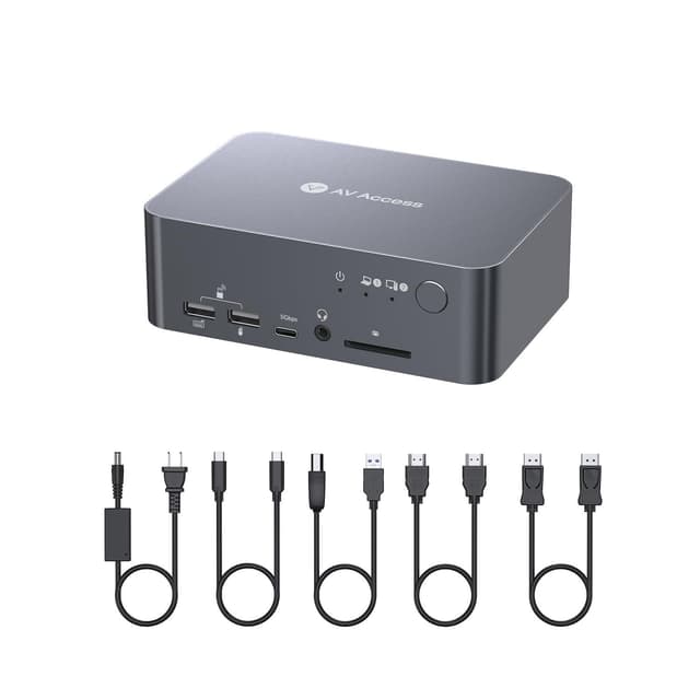 Detalle de AV Access Dual Monitor Docking Station & KVM Switch for 2 Computers (USB-C, 4K@60Hz, 120W)
