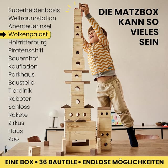 Thumbnail 3 de MATZBOX 36 Teile Holzbausteine