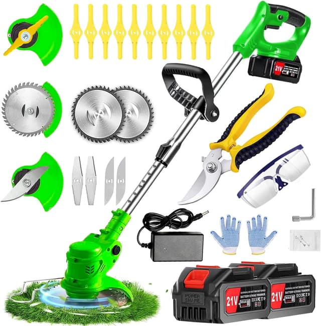 Thumbnail 6 de Cordless Garden Strimmer (21V) with 2 x 2.0Ah Batteries, Charger and 4 Blade Types