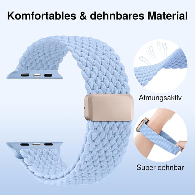 Detalle 2 de Braided Nylon Magnetic Snap Strap for Apple Watch (compatible 38–49mm)