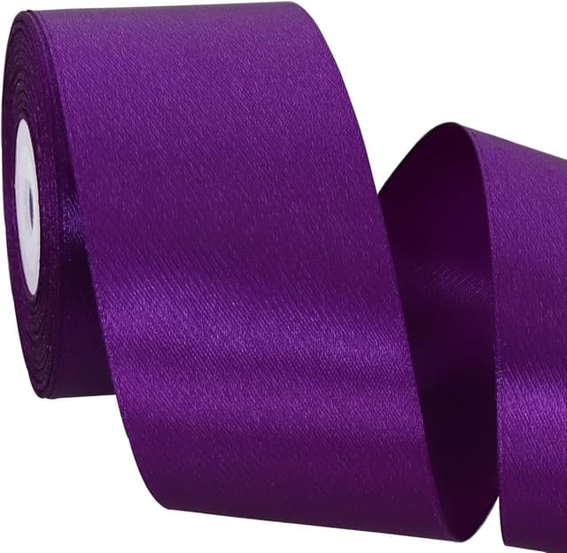 Detalle de TONIFUL Satinband 5 cm x 20 m in Dunkelviolett – breites Geschenkband für Schleifen & Deko