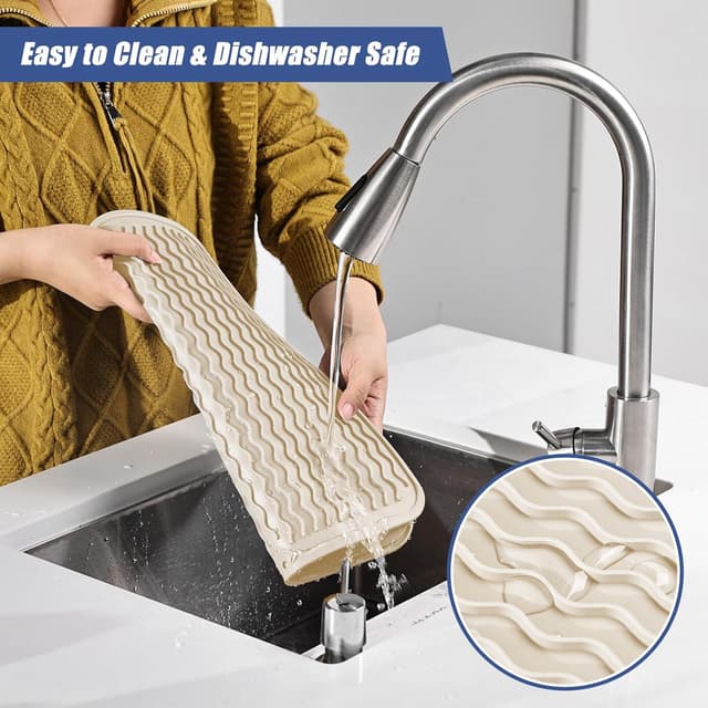 Detalle 2 de KitchenRaku tappetino scolapiatti in silicone 40x60 cm, antiscivolo e resistente al calore