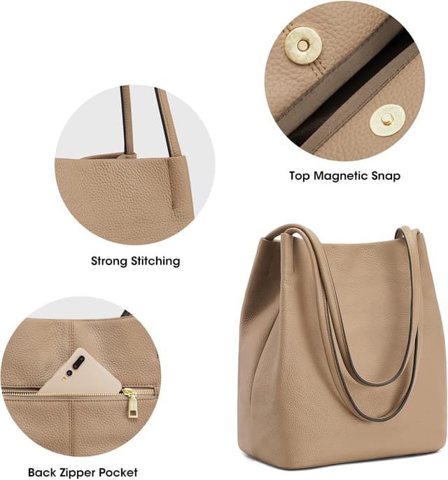 Thumbnail 4 de Kattee Damen Schultertasche aus weichem Echtleder mit magnetischem Druckknopfverschluss