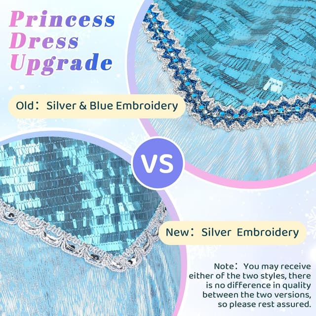 Detalle 2 de WIKITOT Princess Dress for Girls aged 3–10