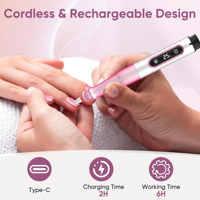 Detalle 2 de Oukzon Nagelfräser Kabellos 25000 U/Min 💅