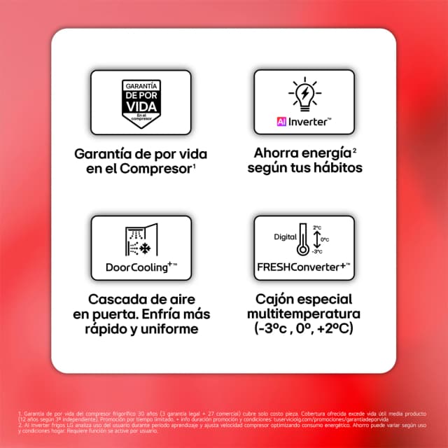 Detalle 1 de LG Frigorífico Combi DoorCooling+ 2,03 m