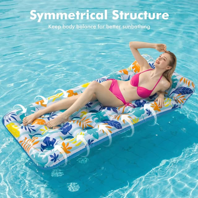 Detalle de Stonful 2-Pack Inflatable Pool Float Mat with Headrest (75 x 34 in), Cooling Holes & 300 lb Capacity