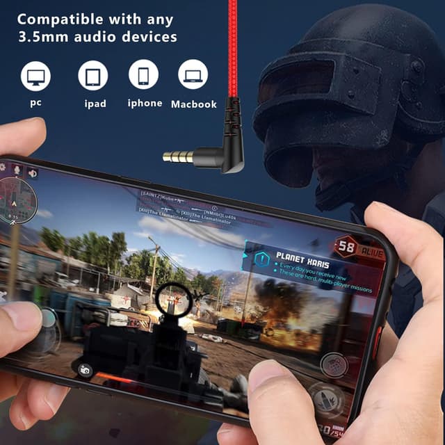 Detalle de KASOTT SoundMaster Pro V1 Gaming Earphones with Dual Audio Drivers, In-Line Mic & Mute Control (3.5mm)