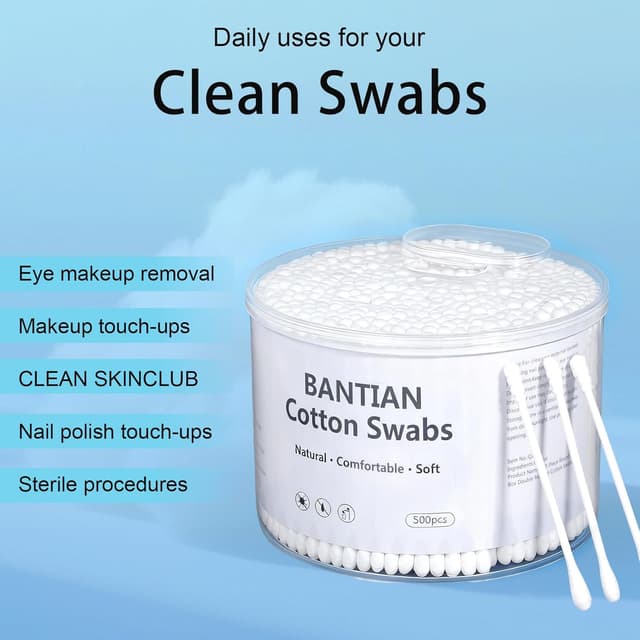 Detalle 1 de Carehabi 500 Stück Wattestäbchen 100% plastikfrei