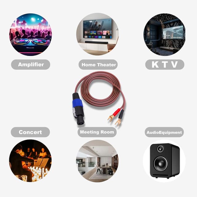 Detalle de YARCHONN Speakon to 2Y Spade Speaker Cable 2m