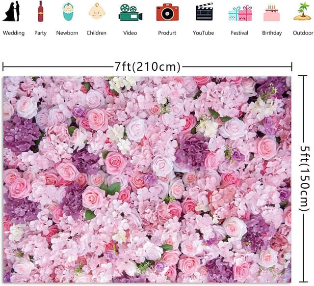 Detalle 2 de BINQOO 7x5ft Lilac Flowers Backdrop for Photography