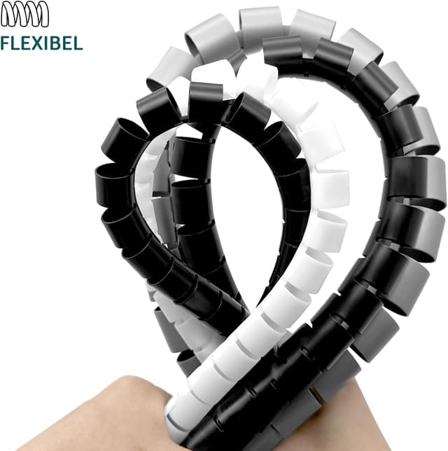 Detalle de shinfly Kabelschlauch-Set 2×10 m (Ø 22 mm + 28 mm) mit Drahtführungsclip – Kabelschutz & Kabelmanagement in Weiß