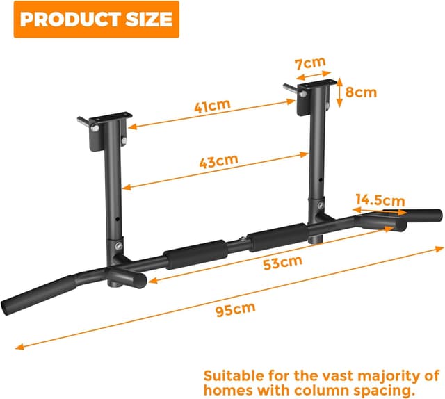Detalle de ONETWOFIT Barra per trazioni 3 in 1 da parete o soffitto, portata max 200 kg