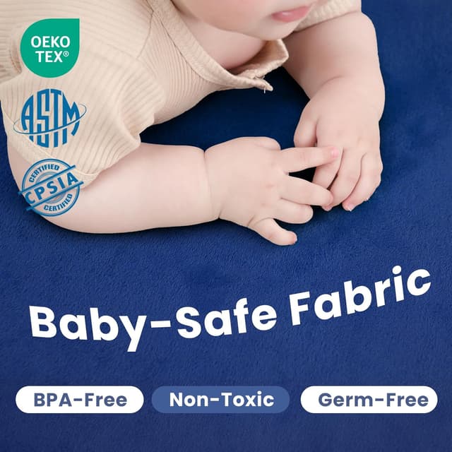 Detalle de Huloo Sleep Extra Large 79"x118" Baby Activity Play Mat (Tatami Style, Royal Blue) — 1.3" Thick Elasti Foam