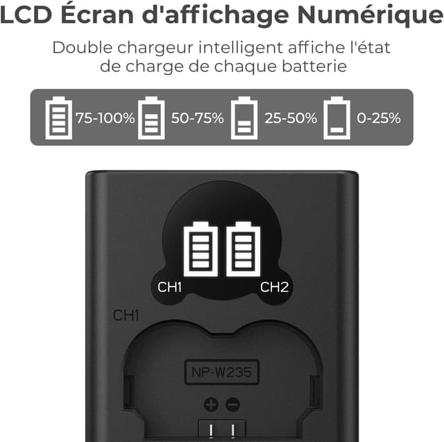Thumbnail 1 de K&F CONCEPT NP-W235 Chargeur double LCD
