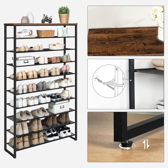 Detalle de HOOBRO scarpiera a 10 livelli EBF171XJ01 da 100 cm, fino a 50 paia di scarpe