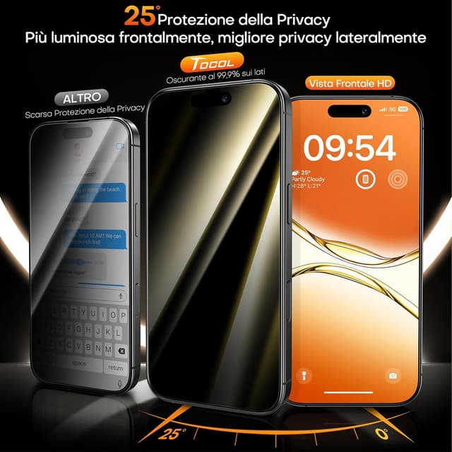 Thumbnail 2 de TOCOL Pellicola Vetro Temperato 25° per iPhone