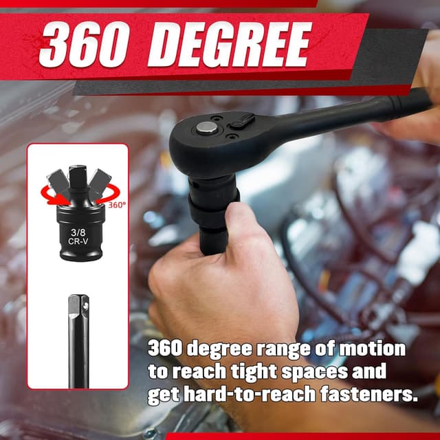 Thumbnail 6 de EACELIY 64pc 3/8 Socket Set 6-24mm