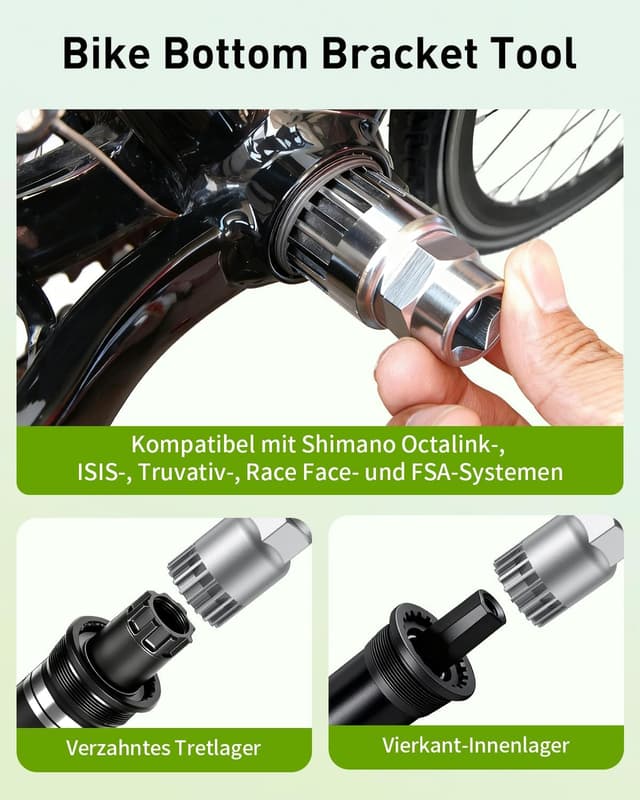 Detalle de Pawfly strumento per rimozione movimento centrale bici 20 denti, compatibile Shimano Octalink/ISIS e altri