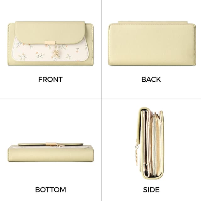 Detalle de RRANCharltu Damen-Geldbörse groß mit RFID-Schutz, viele Fächer & Reißverschluss – Aprikose