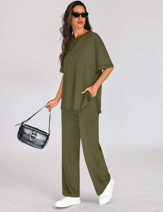 Detalle 2 de Totatuit Two-Piece Lounge Set for Women: Short-Sleeve Oversized Tracksuit (Travel & Summer Wear)
