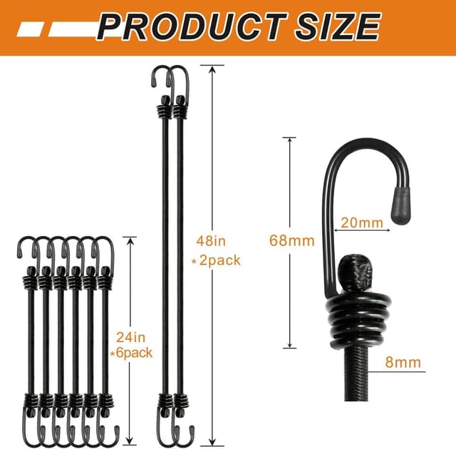 Thumbnail 4 de BEXSLE Bungee Cords 24in 6pcs