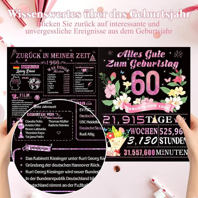 Detalle de 60. Geburtstag Set Frau mit 43 x 33 cm