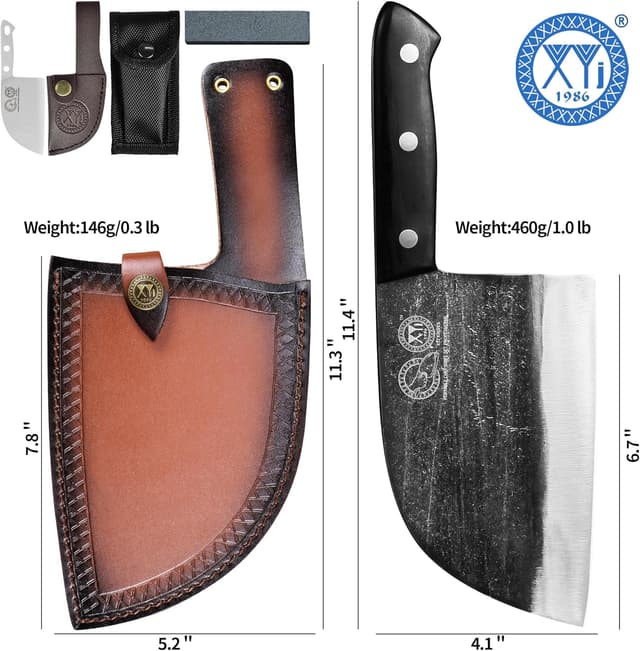 Thumbnail 8 de XYJ Cuchillo de Chef Serbio 6.7" con Funda de Cuero 🍴