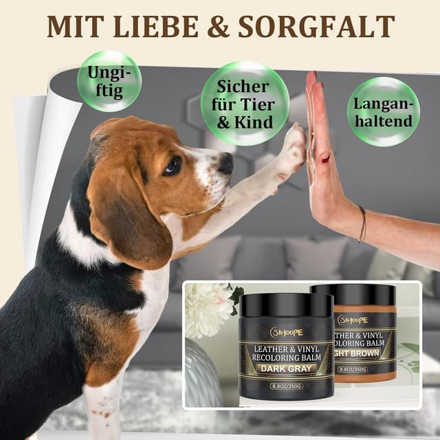 Detalle 2 de SIHOOPE Grau-Leder-Reparatur-Set (250 ml) – Lederpflege & Lederfarbe zur Kratzer- und Rissreparatur