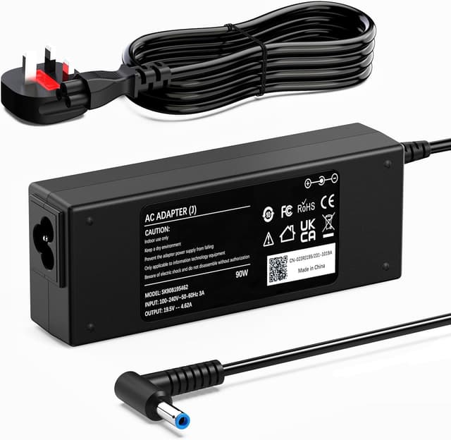 Detalle de VUOHOEG HP laptop charger (blue tip 4.5mm × 3.0mm) 90W/65W/45W UK power adapter