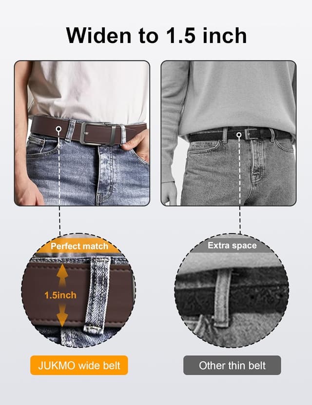 Detalle 2 de JUKMO 1,5“-Leder-Ratschengürtel (38 mm) für Herren in Geschenkbox