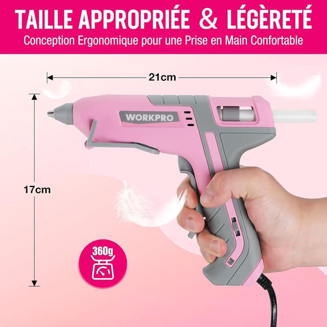 Thumbnail 5 de WORKPRO Pistolet à colle chaude 60 W 10 bâtons ⚙