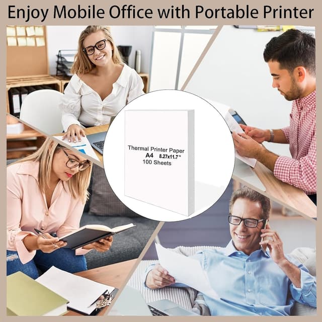 Detalle de 100 Fogli Carta Termica A4 210×297 mm per Stampante Termica Portatile (compatibile MT800/M08F) – per scuola e lavoro