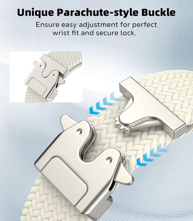 Detalle de Astorgos Braided Band for Google Pixel Watch 3/4 (45mm) – Elastic Nylon Sport Strap with Parachute Buckle