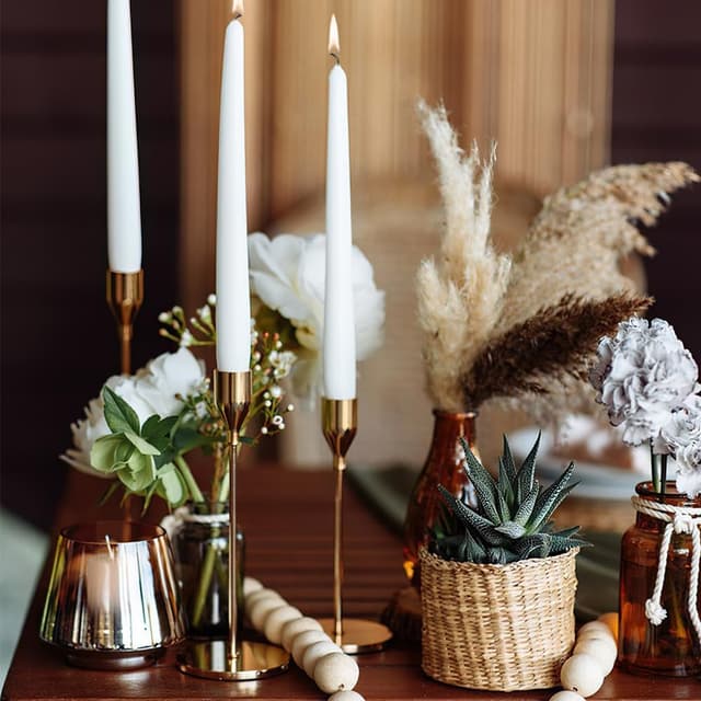 Thumbnail 6 de Mivitoom set of 3 gold taper candle holders (stainless steel) for home, parties and wedding décor