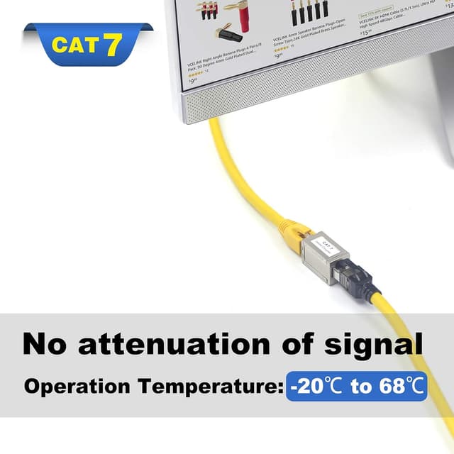 Detalle 2 de VCELINK RJ45 Kupplung Cat7 (vergoldet) als LAN-Verlängerung für 10 Gbit/s – 6x geschirmt