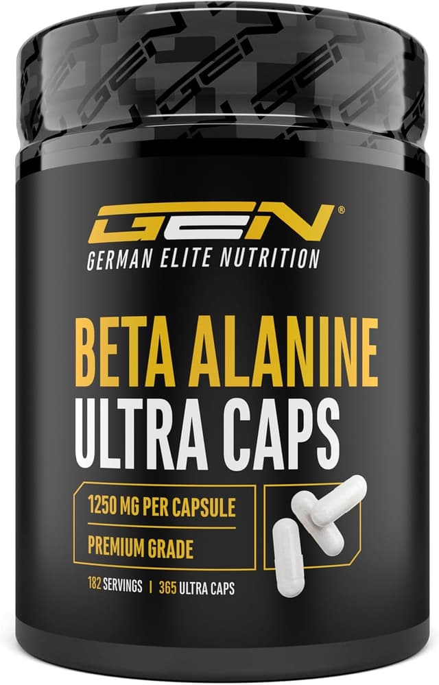 Detalle de GEN German Elite Nutrition Bêta Alanine Ultra Caps — 365 capsules dosées à 1250 mg