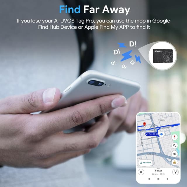 Detalle 2 de ATUVOS Dual System Ari Tag Card Tracker (Thin 0.16cm, Wireless Charging) – Bluetooth item finder for Find My and Google Find Hub